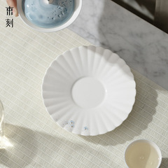 束刻白瓷手繪壺承家用小型茶台日式干泡盤陶瓷菊瓣蓋碗茶壺托茶點