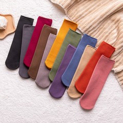 Women's Winter and Autumn Snow Ground Socks, Fleece Lined, Thick Middle Calf Socks, Non-Slip Household Warm Socks, Direct Manufacturer Sale