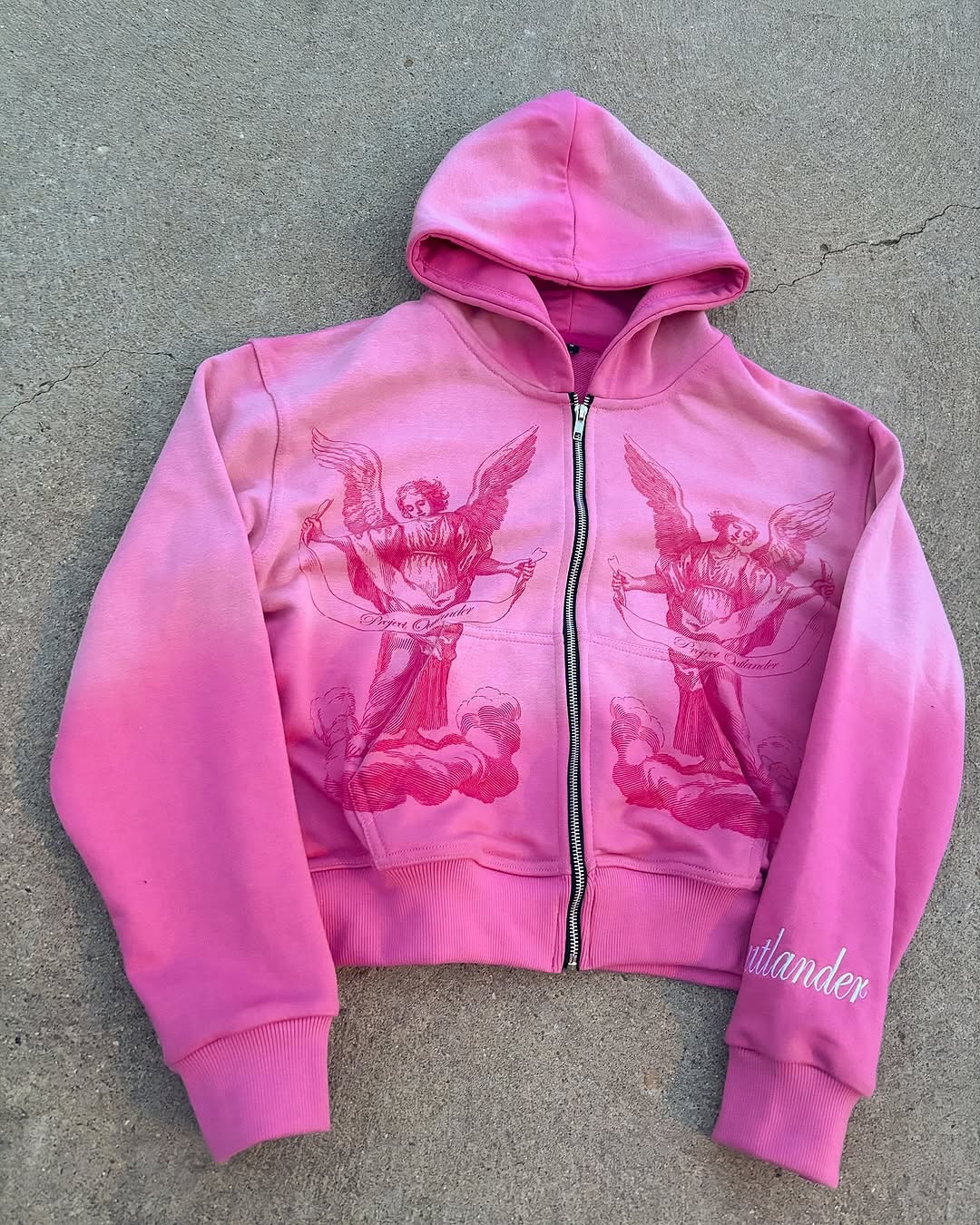 Men's Clothing Design Color Cardigan Hooded Sports Sweatshirt Jacket Top Gradient Jacket American Hip Hop Rock Pink_viptrois.com
