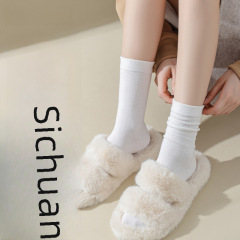 寶娜斯襪子女秋冬中筒襪純棉無骨堆堆襪子純色百搭月子襪長襪批發