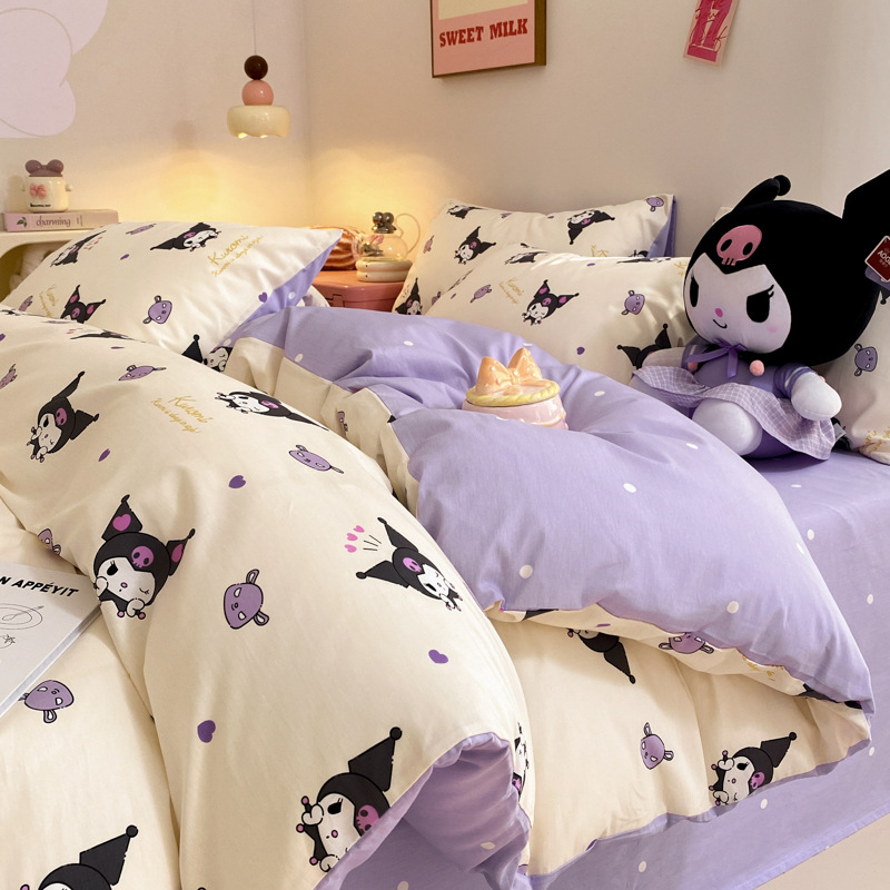 100 cotton four-piece set genuine Sanrio coolomi children cartoon pure cotton quilt cover bed sheet party group purchase