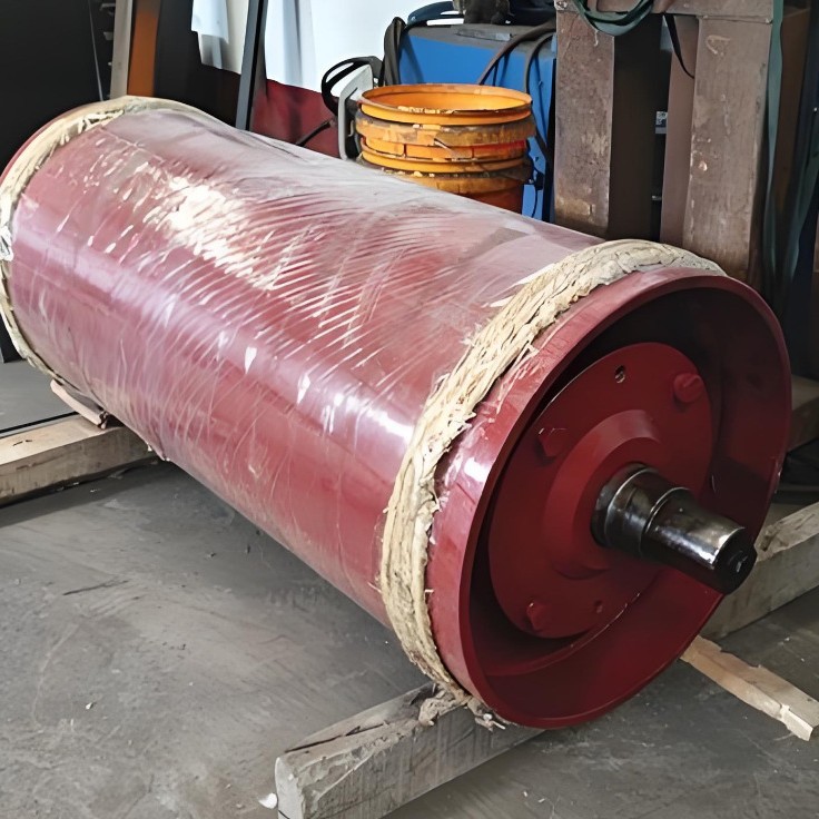 Minería de transmisión rodillo de revestimiento de pegamento máquina de cinturón rodillo eléctrico transportador rodillo de redirección de superficie lisa fábrica de rodillos