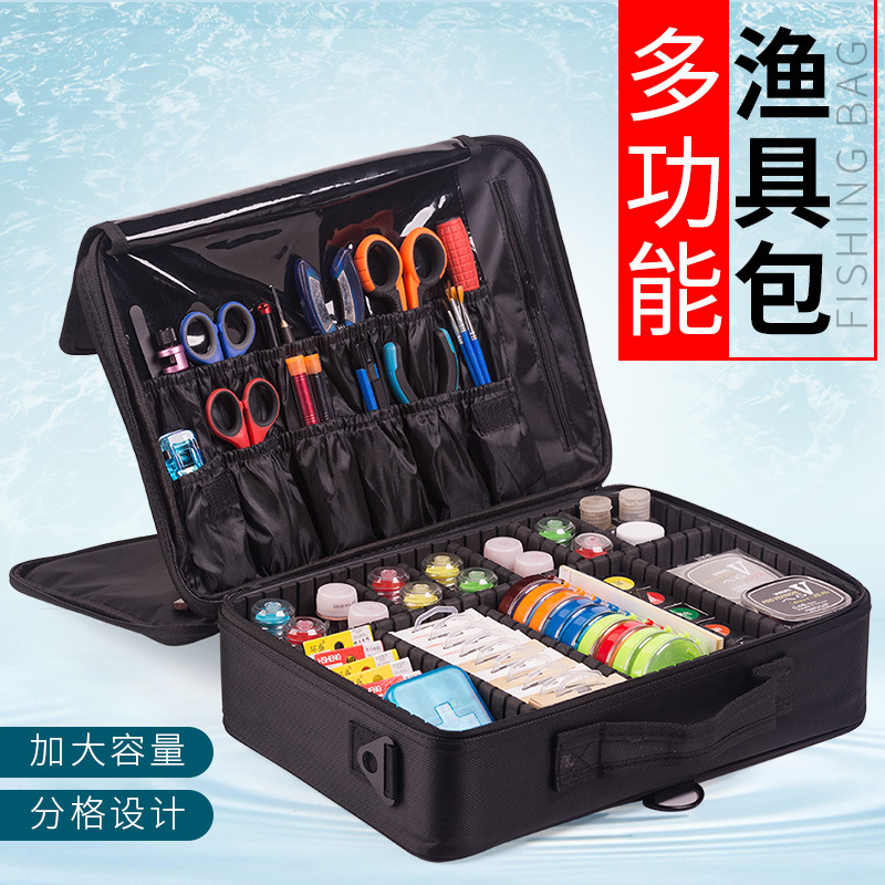 Equipo de pesca portátil a prueba de agua bolsa de accesorios portátiles caja de almacenamiento de línea de pesca caja de organización conjunto de línea gancho de pesca bolsa de almacenamiento de herramientas