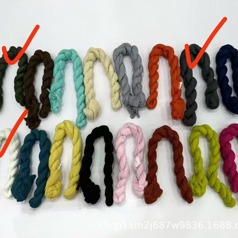 Cross-border solid color twisted cotton-linen ultra-soft small scarf for women, autumn and winter pleated gauze scarf, foreign trade headscarf, hair tie factory