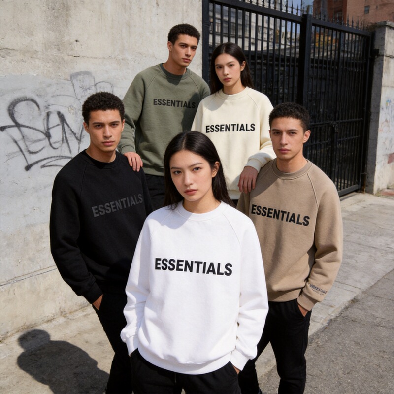 Fog Essentials Three-Dimensional Silicone Lettering Unisex American High Street Style Velvet Hoodie Sweatshirt Jacket
