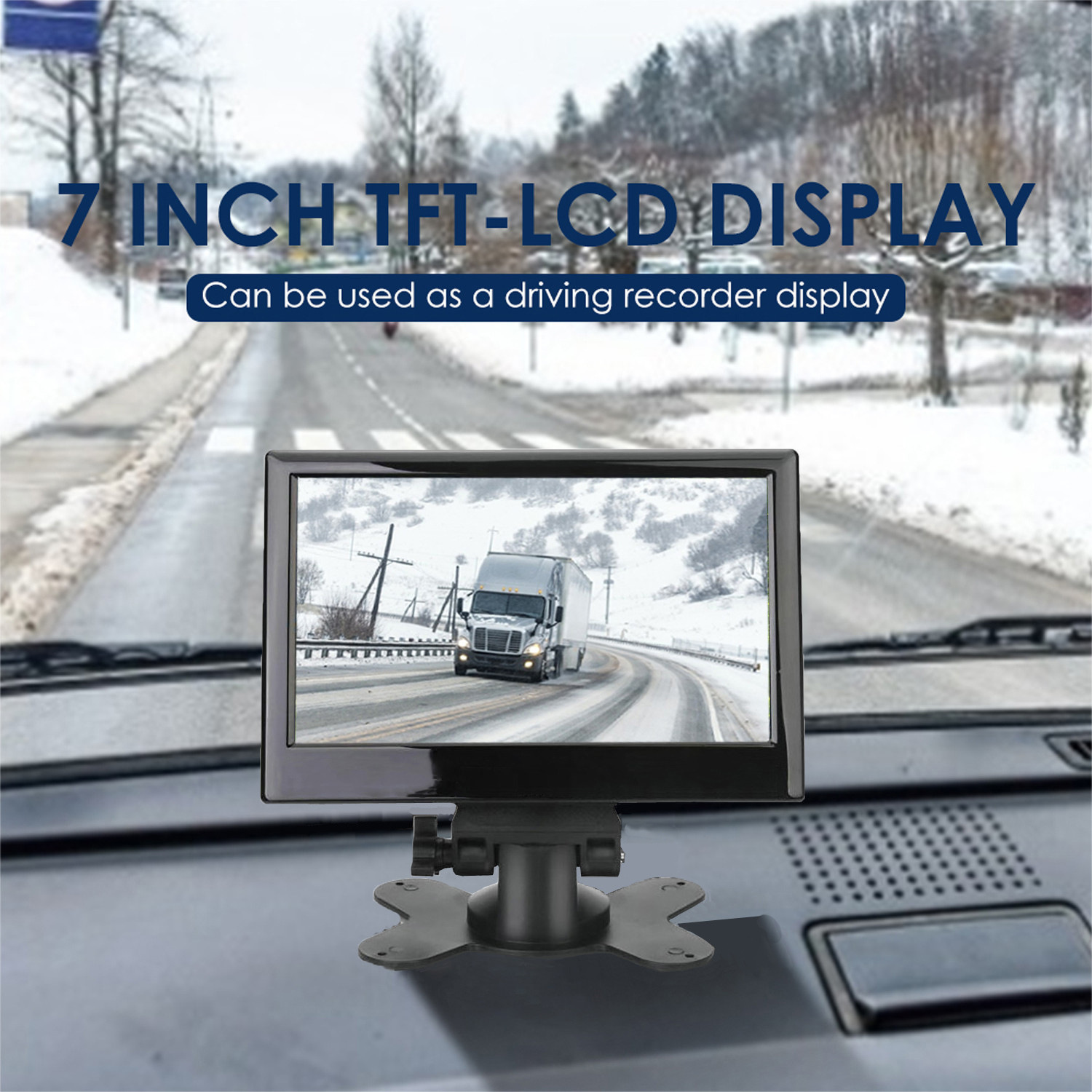 7inch Universal home and vehicle-mounted display for buses and trucks, LCD AV high-definition monitoring, bus reversing display screen, VGA