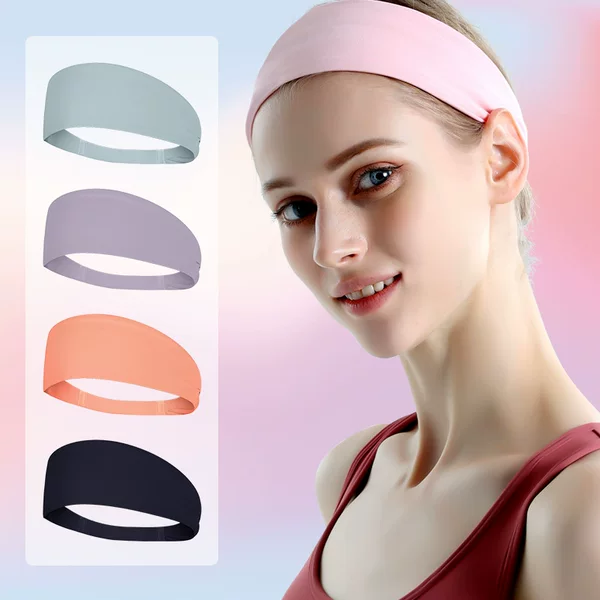 Sports Hair Band Women's Breathable Sweat Absorbing Band Running Fitness Headwear Yoga Solid Color Antiperspirant Band Widened Headband Printed logo