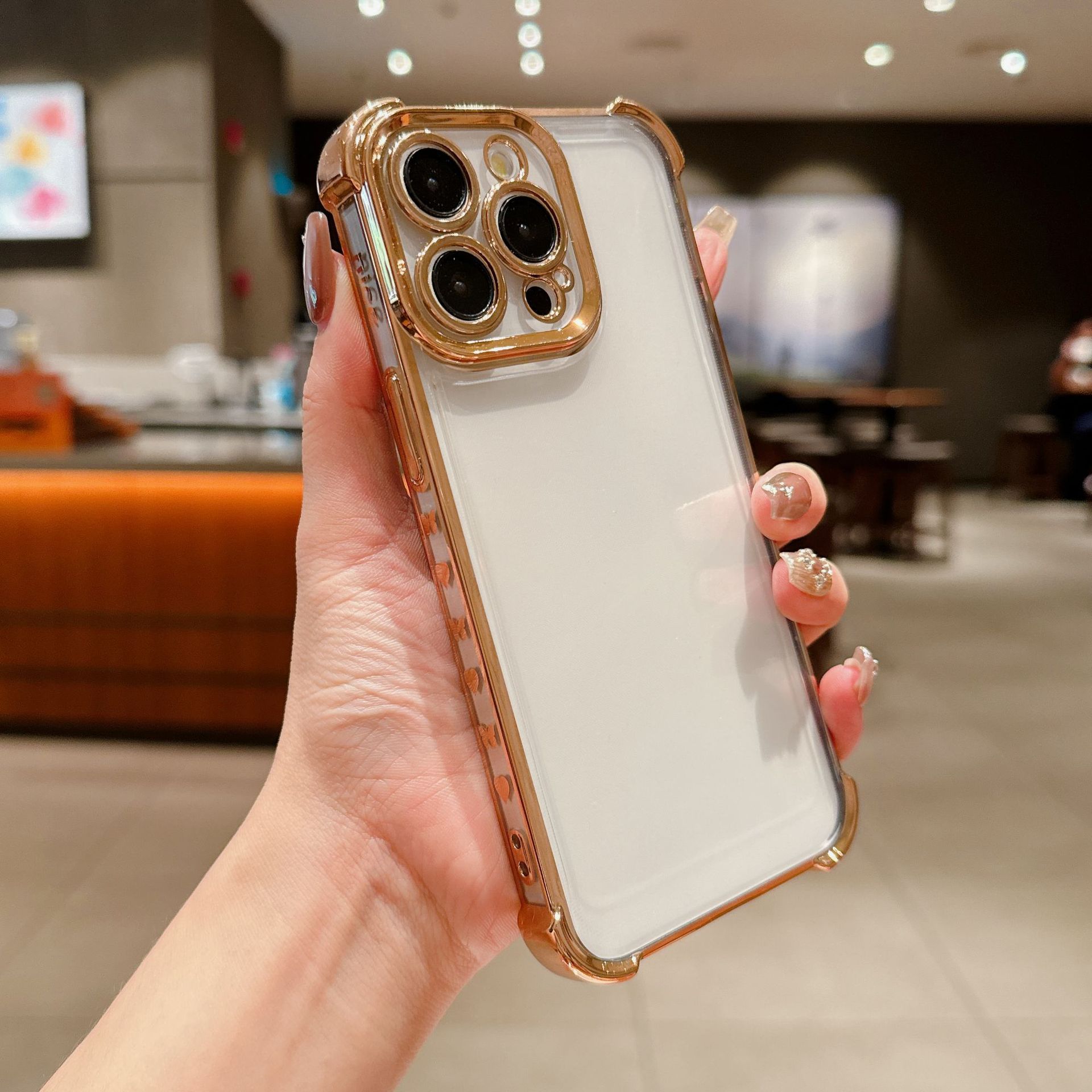 Aplicable a Apple 17 Promax galvanizado lateral amor mariposa caso de teléfono iPhone 16 caso suave a prueba de caídas