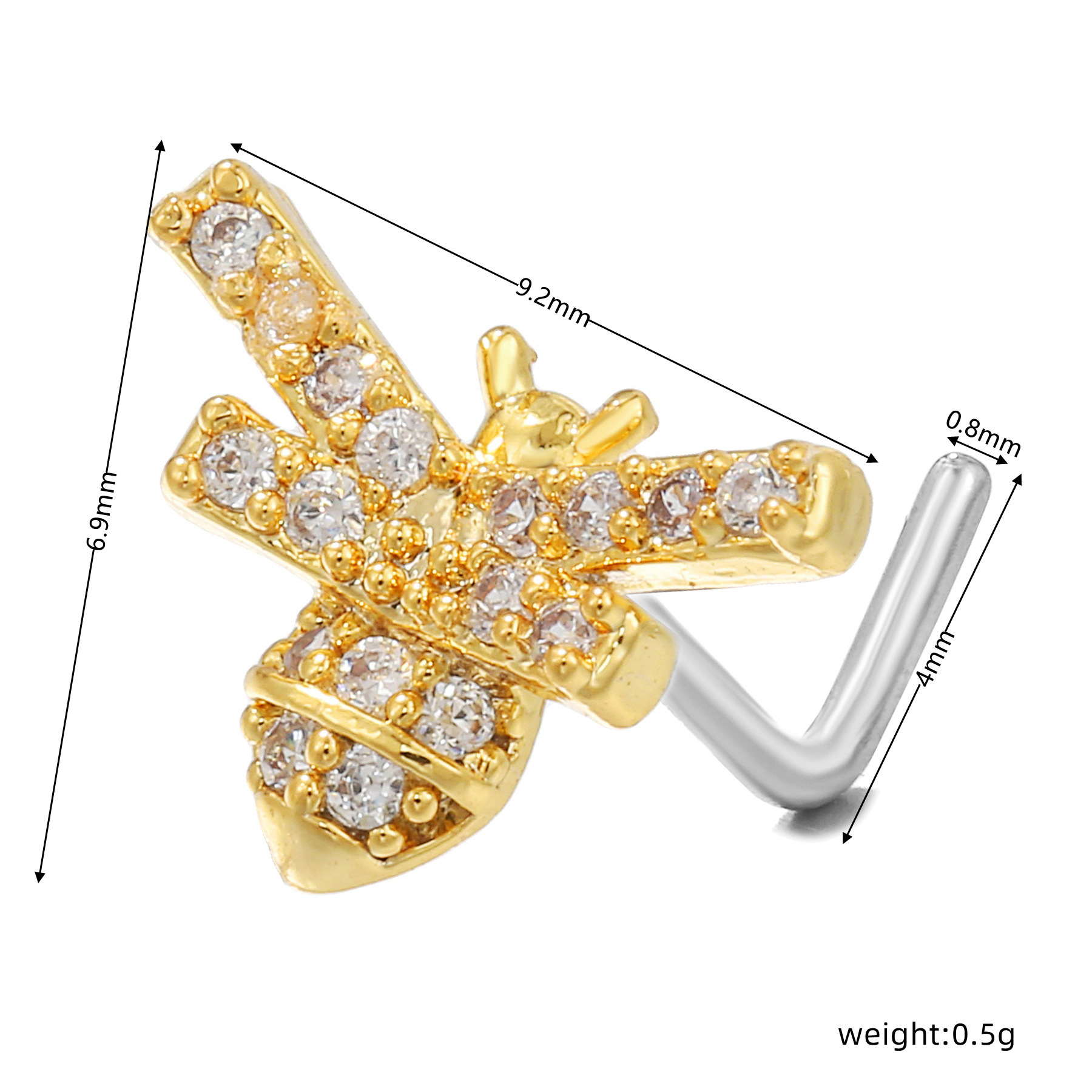 Geometric Zircon Nose Stud In Copper Colour Micro Inlaid Design_voghion.com