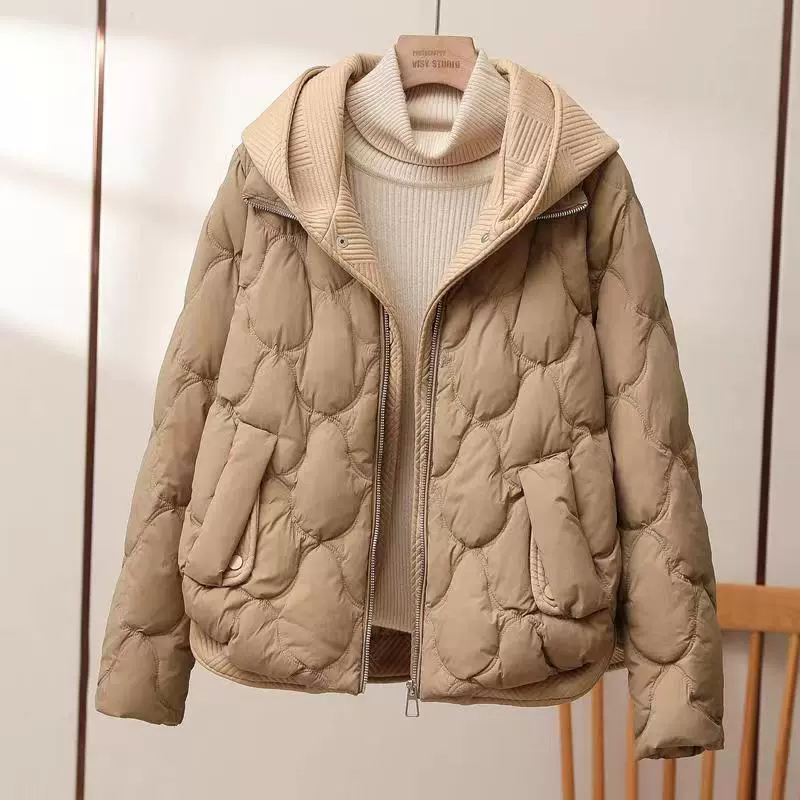 Winter short down jacket, set with down, loose fit, western style, increased thickness