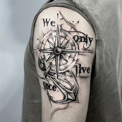 2025新款跨境代發6個大型草本紋身貼，包括1個帆船元素