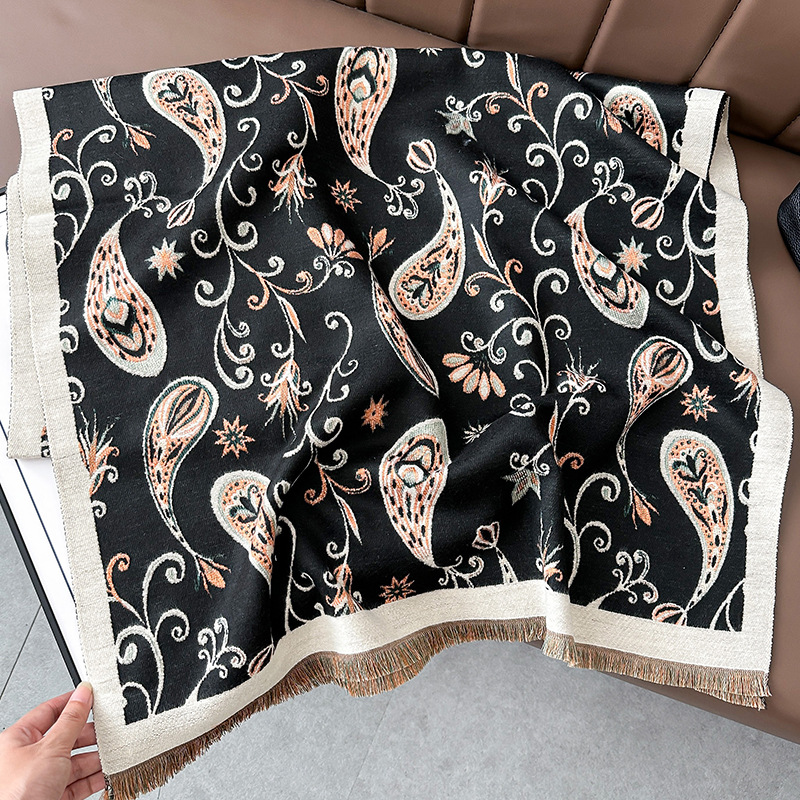 Bufandas coreanas de cachemira de dama 2025 pájaros con un bufón de aire acondicionado que se vuelve más grueso y cálido