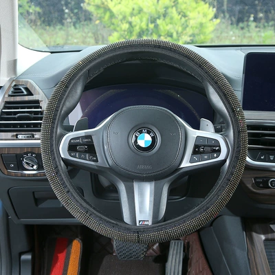mirror protective cover, wholesale, Steering wheel cover - yellow-brown-steering-wheel-cover-38cm