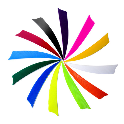 Shield type bow and arrow fletching 4 inches solid color real feather turkey feather factory direct supply cross-border hot sale 12 colors