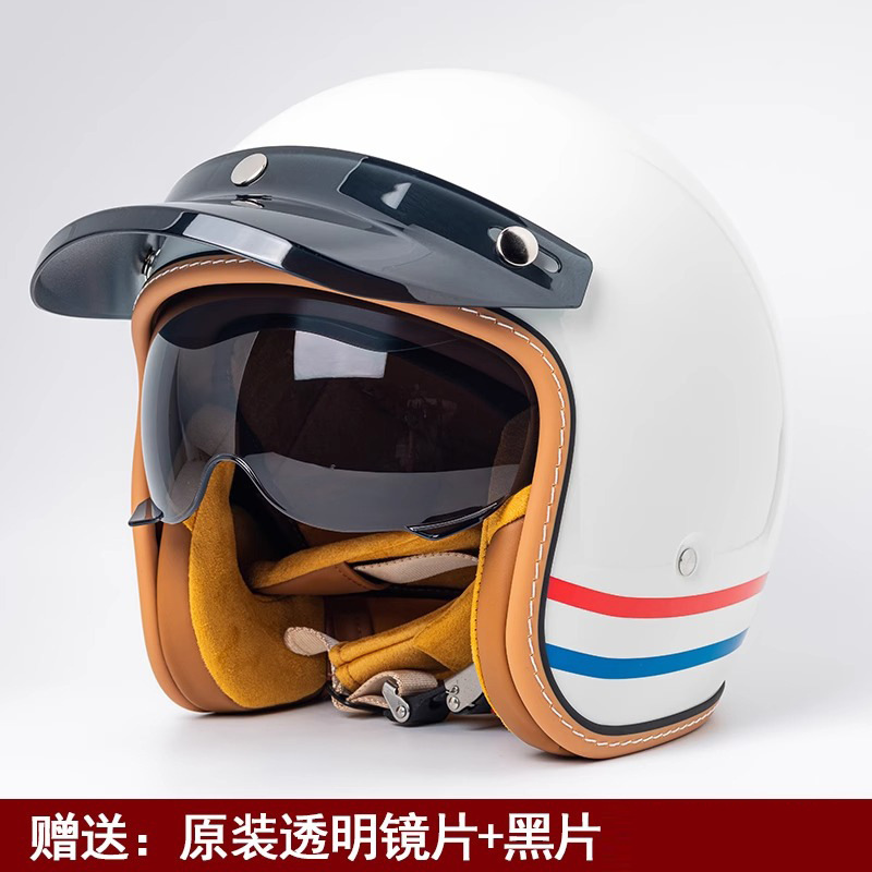 Motosiklet kaskı (dəbilqə) — Motuoche 3/4 Motorcycle Helmet - mt-5-milky-white-cruise-m