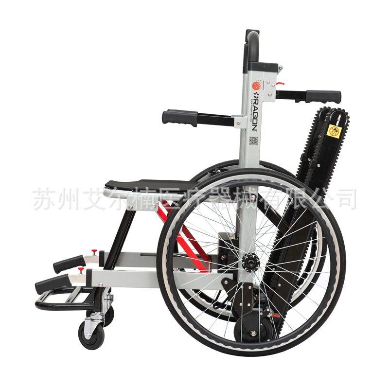 Escalera eléctrica tripulada plegable tipo rastreo eléctrico ascendente y descendente silla de ruedas para ancianos con rueda de empuje de mano
