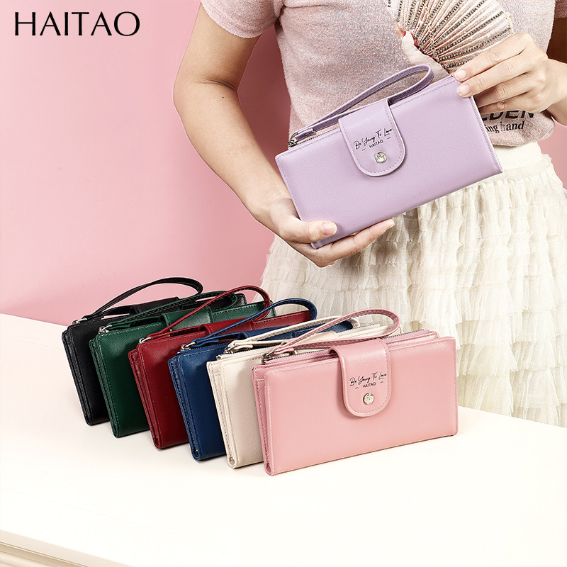 Nueva billetera multifuncional larga de moda billetera de teléfono móvil japonesa y coreana multi-tarjeta bolso de mano larga mayorista