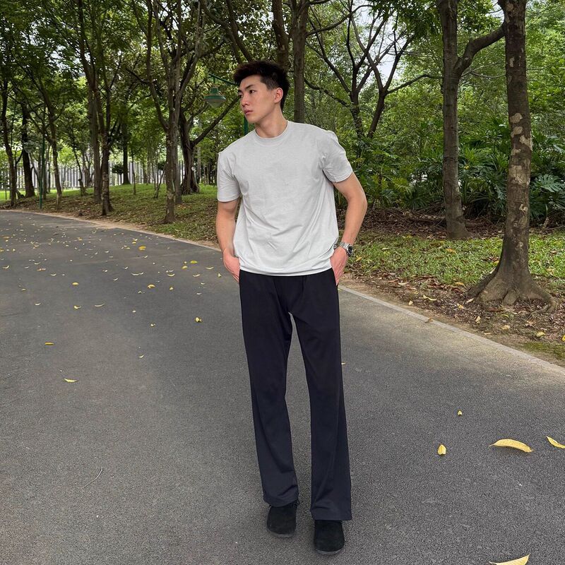 American-Style Canadian Straight-Shoulder Solid Color T-Shirt for Men, Moisture-Wicking, Quick-Drying, Casual, Versatile, Breathable Sports Short-Sleeve Top