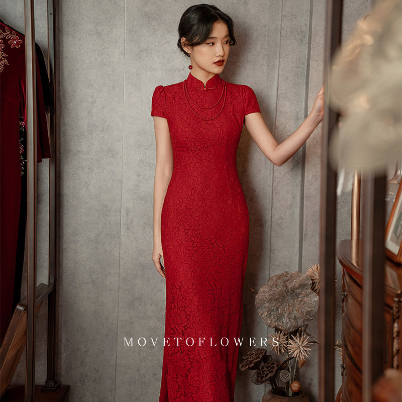 2026 New Spring Style Young Bride Red Engagement Host Elegant Dress for Women