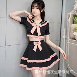 夜性感情趣内衣JK学生性感睡衣蝴蝶结可爱萌妹校园制服免脱套装