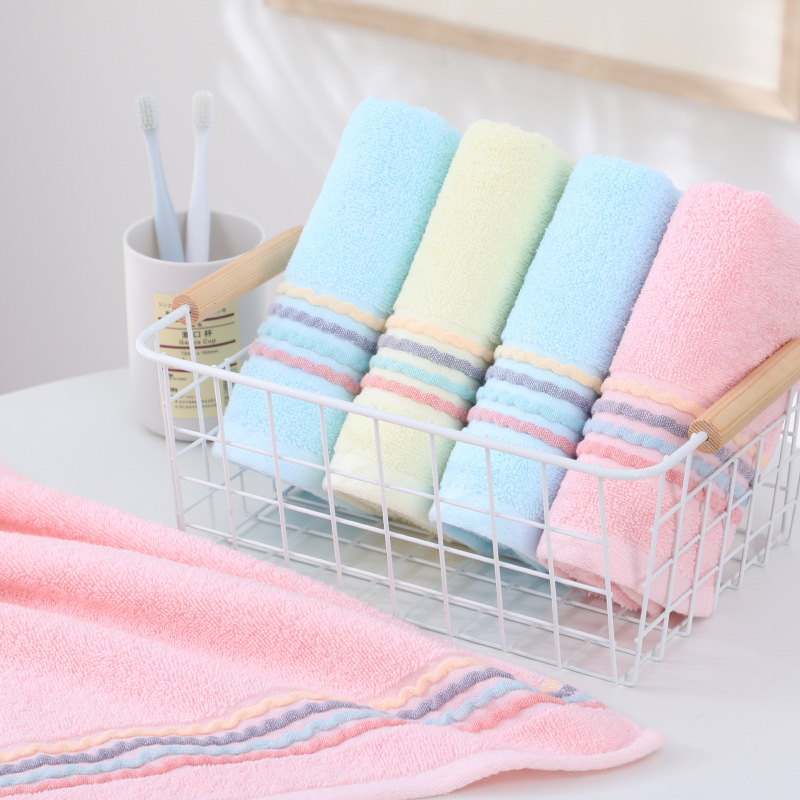 Factory Wholesale Rainbow Stripe Cotton Face Towels Adult Thick Absorbent Unisex Home Daily Use Gift Soft Face Cloth