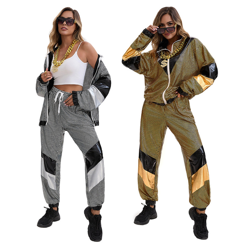 2025 Cross-Border 80S Disco Tracksuit Jacket and Pants Cosplay Party Stage Performance Clothing