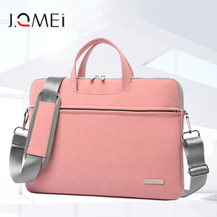 Business frosted surface laptop bag plush shockproof one-shoulder laptop bag commuter 14-inch 15.6-inch briefcase