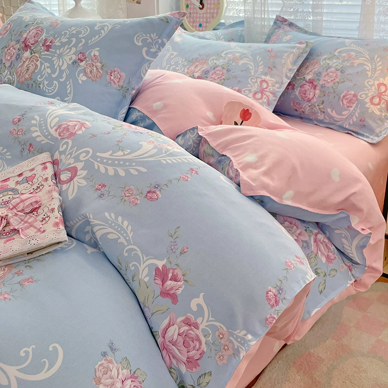 Чистый утолщенный шерстяной ватный постель набор из четырех частей