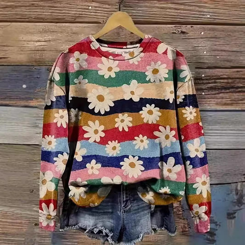 New cross-border plus-size Christmas-themed crewneck sweatshirt with 3D digital print—European and American style.