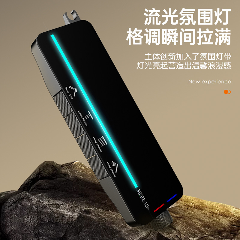 Ducha de temperatura constante transfronteriza juego de ducha completo elevador de luz de ambiente sobrealimentado vidrio templado a prueba de salpicaduras ducha doméstica