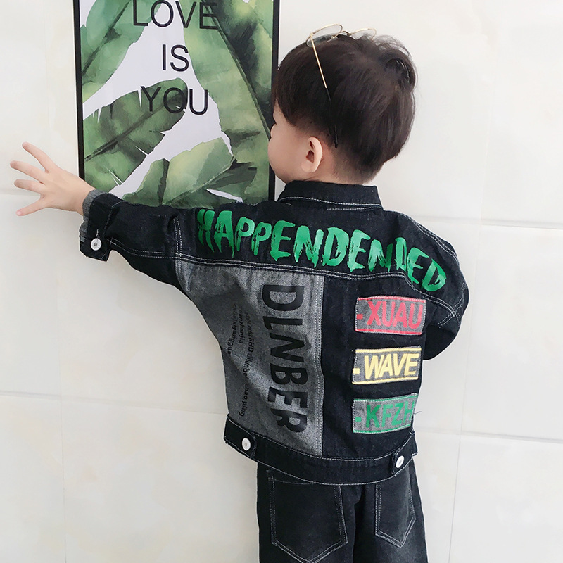 Boys' Fleece-Lined Thickened Jacket, Warm Children's Denim Coat, Lamb Wool Plush Top, Wholesale Trendy Children's Fashion Brand