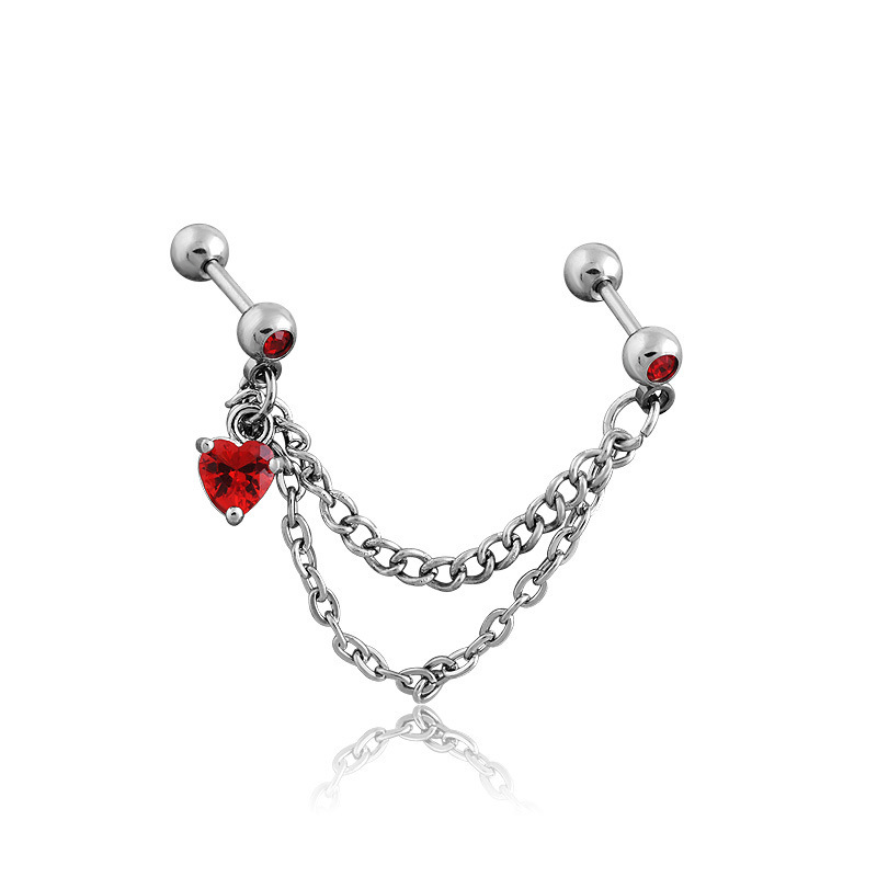 Fashion Heart Shape Stainless Steel Inlay Zircon Drop Earrings 1 Piece