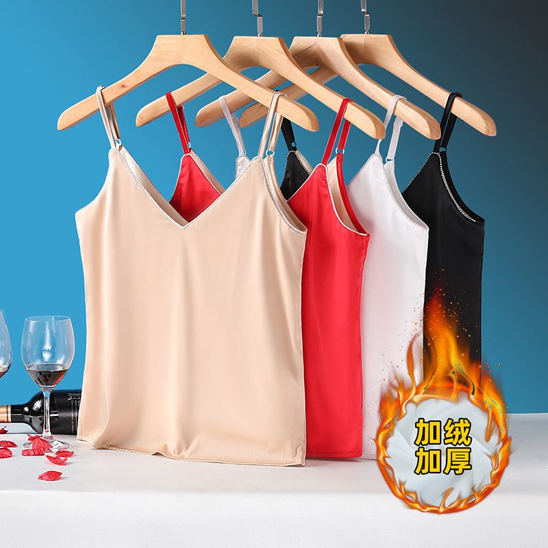 fleece-lined Thickened Camisole Women's Business Wear Base Shirt 21 Autumn and Winter New Slim-fit V-neck Camisole Top in stock