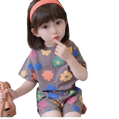 Girl's Internet Celebrity Set 2025 Summer New Middle and Small Children's Clothing Girl Baby Summer Short Sleeve Thin Two-Piece Set