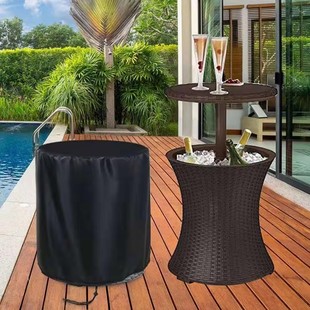 Cross-border factory dustproof and waterproof outdoor round beer refrigerator cover outdoor furniture cover 210D support can be fixed size