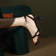Elegant stiletto square toe open toe sandals for Women summer New Frosted sheepskin high heel buckle four-leaf clover chain shoes