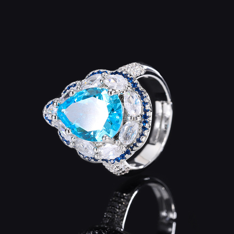 Zhuang sheng joyería al por mayor europea y americana simulación topa azul estilo retro diamante gota de agua las mujeres traje principal piedra 10*14