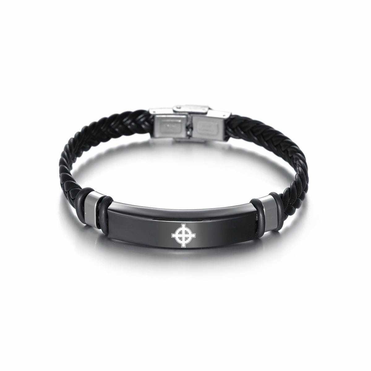 Men'S Streetwear Bangle Customization Laser Engraving Solid Color 201 Stainless Steel Vacuum Plating Black Plated Men Cord & Leather Bracelets display picture 6