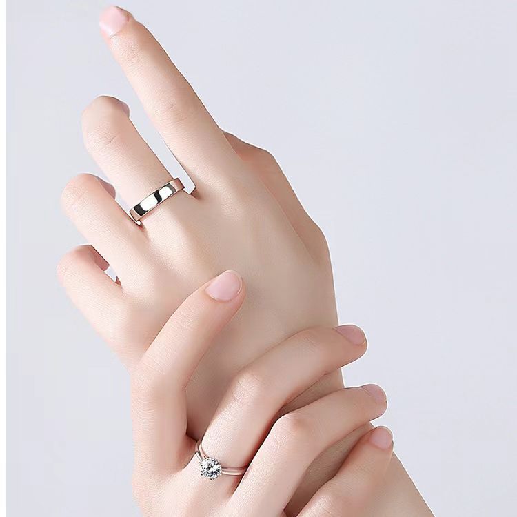 Couple Rings Adjustable Silver Engagement Ring For Lovers_voghion.com