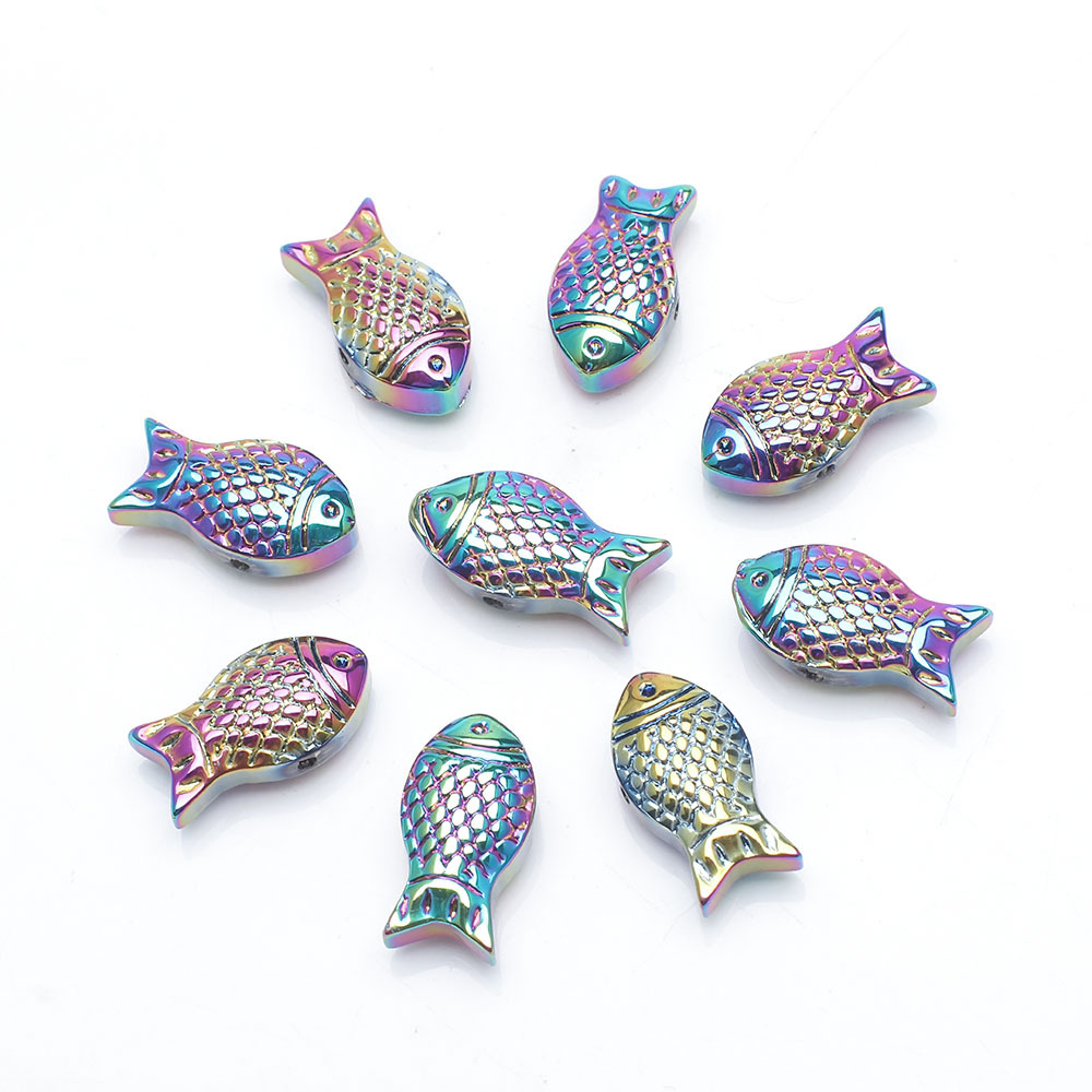 30g Weight Beads Jewelry Making Type DIY Jewelry Accessories Classification a Pack of 30 Quantity Crystal Material Fish Pattern Plating Design Cute Style A Pack Of 30 Crystal Fish DIY Jewelry Accessories Beads 3