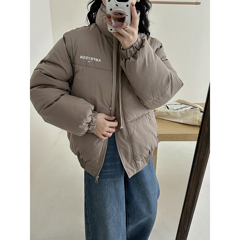 Europa y los Estados Unidos 2024 otoño y invierno corto ropa de algodón de mujer cuello coreano dos chaquetas de algodón gruesas chaquetas de béisbol de estudiantes chaquetas
