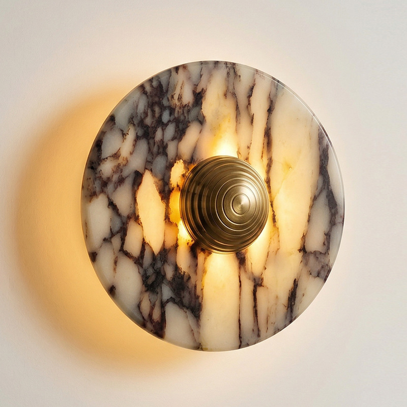 Simple Modern Wall Lamp with Creative Natural Pattern Marble for Living Room Background Wall, Hallway, Light Luxury Bedroom Bedside Lamp