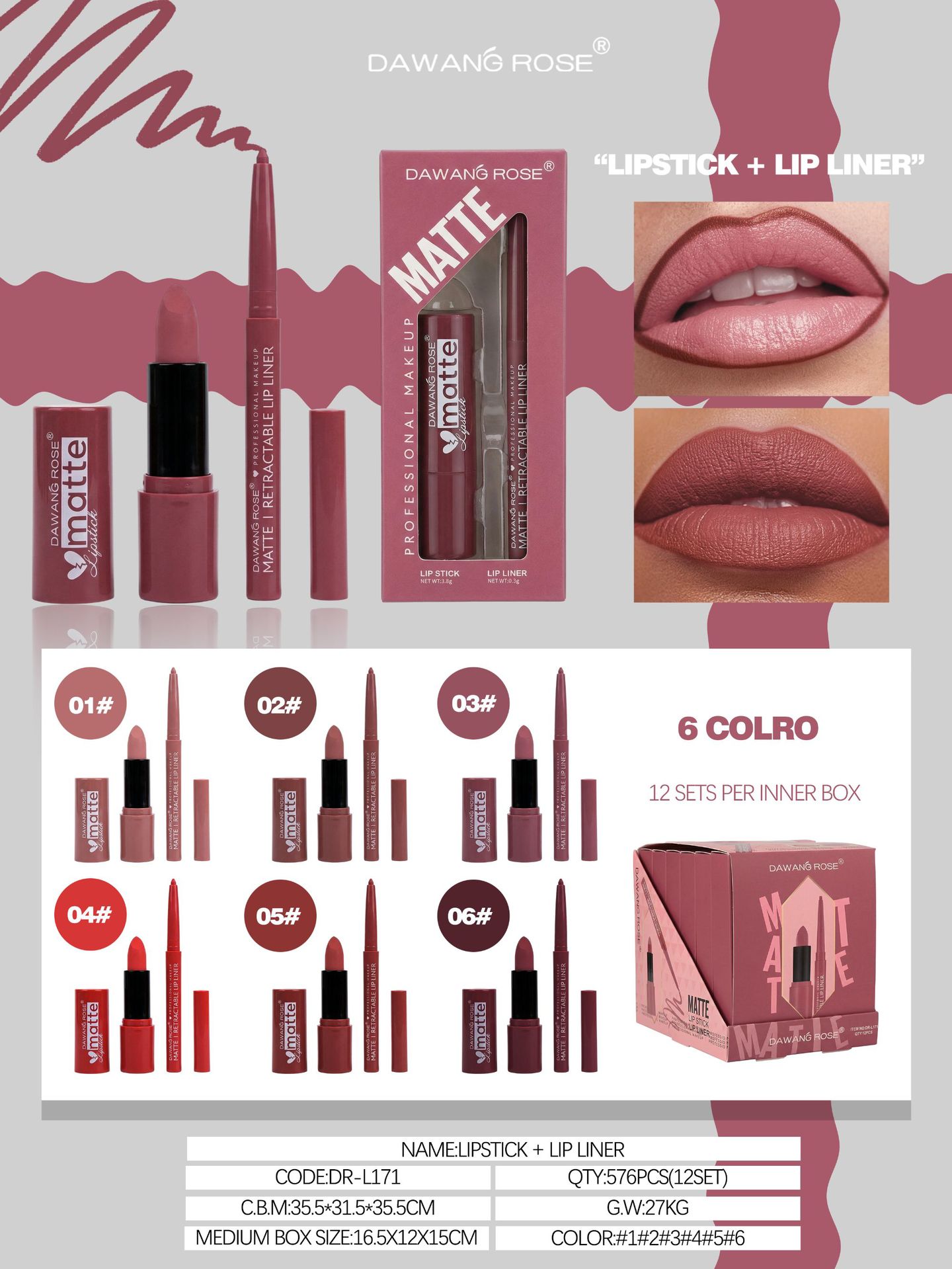 Set de pintalabios velvet matte y perfilador de labios estilo_voghion.com