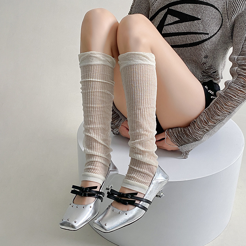 Primavera y verano delgada pila de calcetines para mujeres protección solar barril de ballet gris pila jk manga manga de piernas japonesas