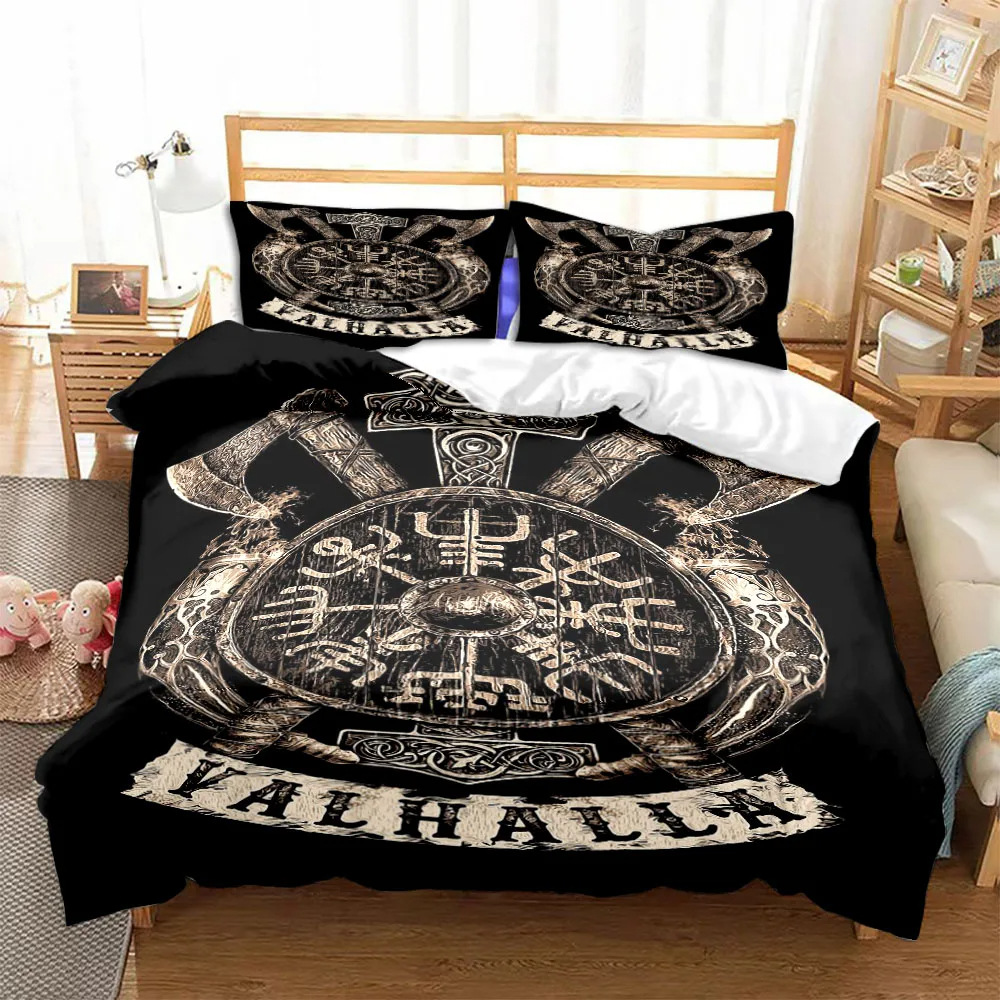 Viking symbol legend printed pattern duvet cover double size polyester home quilt cover pillowcase factory direct sale