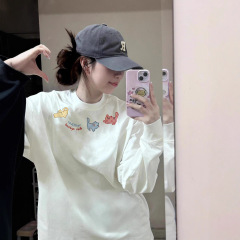 胖mm高级感白色大码长袖体t恤女春秋冬宽松内搭可外穿打底衫上衣