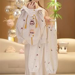 女童2025新款韩版宝宝上衣秋装洋气连帽卡通休闲春秋套装