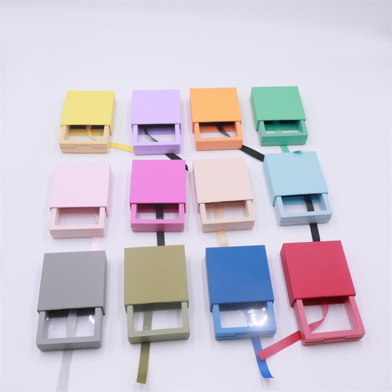 Caja de cajón de papel exterior multicolor extraída Caja de suspensión de almacenamiento Anillo de embalaje de red Caja de joyería de cristal antioxidante