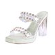Fairy style rhinestone high heel sandals for women 2024 Summer new Internet celebrity green square toe open toe women's sandals shoes