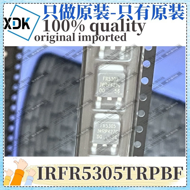 Оригинал IRFR5305TRPBF, маркировка Silk Print FR5305, TO-252, P-канальный MOSFET, 55V 31A